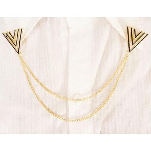 Set Of 2 Gold Alloy Enamel Triangle Studs Blouse Shirt Collar Tip