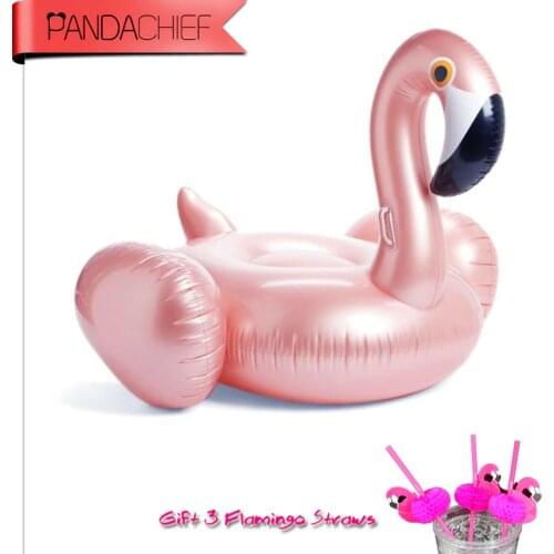 60Inch 1.5M Rose Gold Flamingo Inflatable Swimming Float Tube Raft Adult Giant Pool Float Swim Ring Summer Water Fun Pool Toys