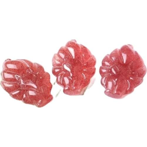 Natural Ice Red Strawberry Crystal Healing Crystal Fox Lady Pendant 30x20mm AAAA