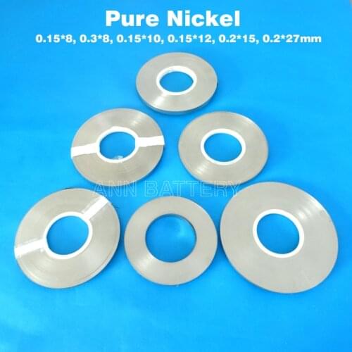 18650 Lithium ion battery nickel strip 0.15*8/0.3*8/0.15*10/0.15*12/0.2*15/0.2*27mm pure nickel strip li-ion battery nickel belt