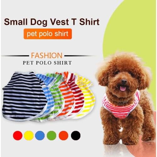 New Striped Dog Polo T-Shirt Clothes Summer Pet Vest For Small Chihuahua T-shirts Dog Vest Pets Puppy Clothing Drop Shipping