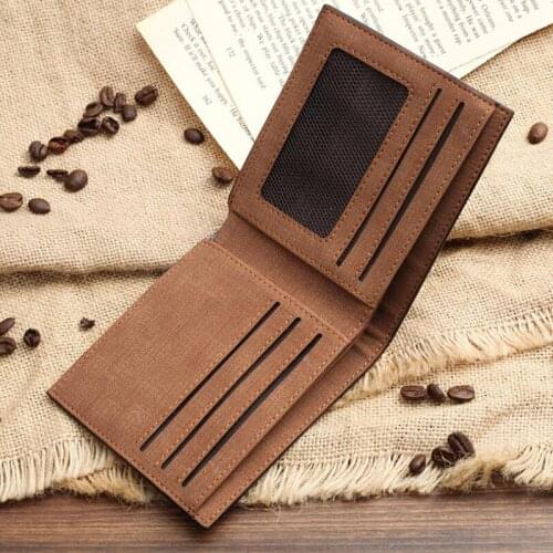 New Men Wallet Leisure Business PU Leather Wallet Mini Compact Thin Handbag Canvas Pattern Short Purse Wallets&Purses