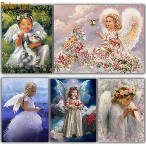 Peter ren 3d square diamond painting Portrait Diy diamond mosaic icons Fly Girl pictures of beads full diamond embroidery Angel