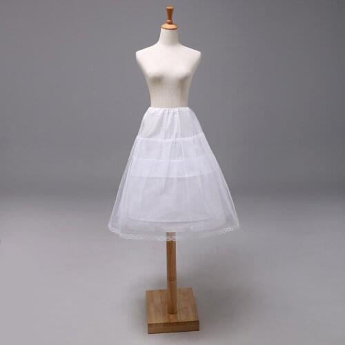 Girls A Line Petticoat 2-Layers Tulle Long 2 Hoop Wedding Petticoat Slip Crinoline Underskirt for Child Gown CQ047