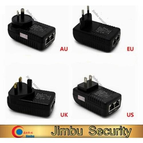 PoE Injector for IP camera DC48 V 0.5A support 10M/100Mbps Power switch Adapter AC100-240V cctv security camera