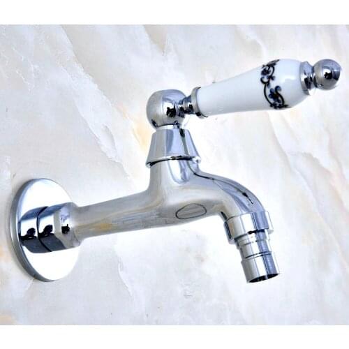 Polished Chrome Brass Single Ceramic Handle Bathroom Washing Machine Faucet /Garden Water Tap / Laundry Sink Water Taps mav164