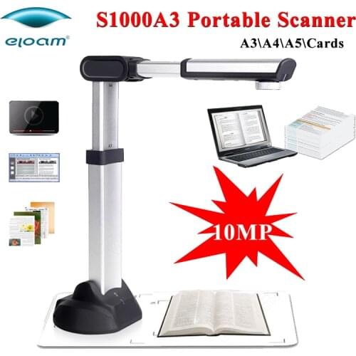 Eloam S1000A3 10MP 3648*2736 Portable Foldable A3 Document Scanner High-Speed USB Camera Scan Book Photo A3 A4 A5 HD Cam Scanner