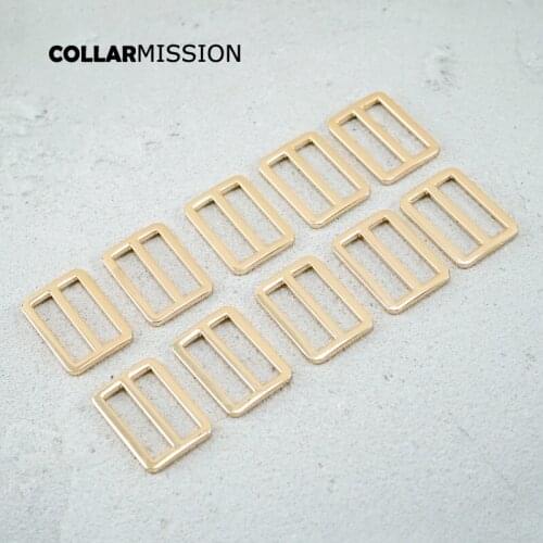 30mm Rectangce metal slider Tri-Glid for DIY dog collar harness backpack strap light gold RZK30J