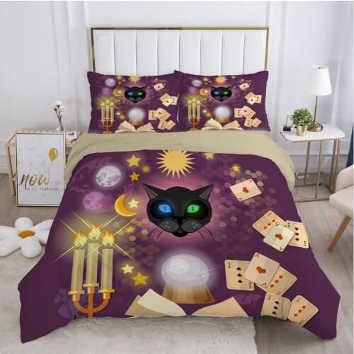 Luxury bedding set Duvet cover set pillow case Bed linens Quilt cover 220x240 200x200 Queen King Full Astrology witchcraft Cat