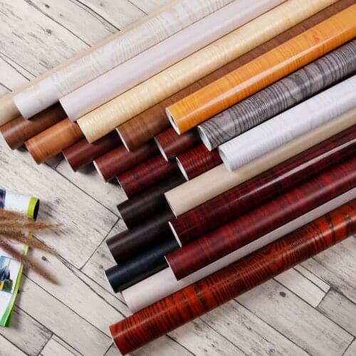 Thicken wood grain self-adhesive paper waterproof pvc wallpaper film wardrobe closet desktop furniture renovation wallpaper