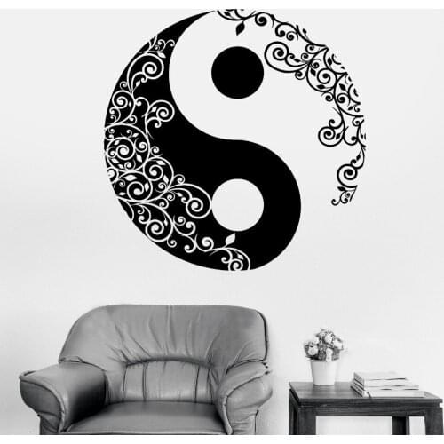 Removable Cool Vinyl Wall Sticker Buddha YinYang Floral Religion Wall Mural Art Home Wall Decoration Yoga Meditation Decal W-873
