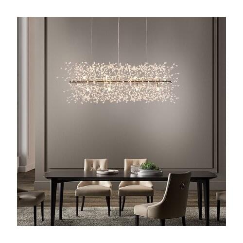 Modern Crystal Pendant Lights Fixture Romantic Crystal Flower Dandelion Hanging Lamps Shopping Mall Hotel Dining Room LED Light