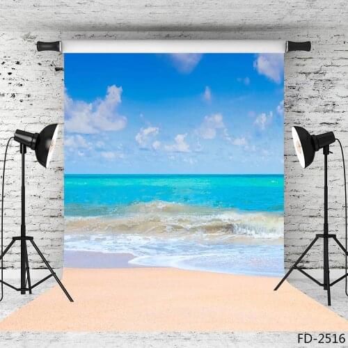 Beach Sea Blue Sky Vinyl Portrait Photographic Backgrounds for Wedding Lover Baby Children Backdrops Photo Studio Photobooth