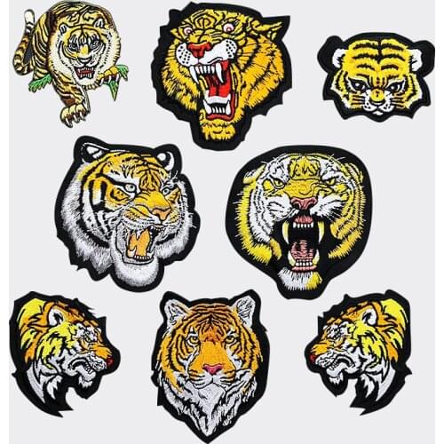 Fierce Tiger Lion Animal Embroidery Iron On Patches For Clothing Applique DIY Hat Coat Dress Accessories Cloth Stickers