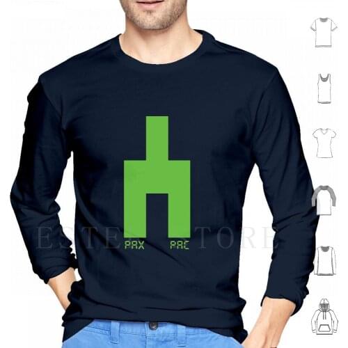 Pax / Pac Green Hoodies Long Sleeve Black Mirror Bandersnatch 8 Bit Spectrum Zx Retro Commodore Amiga 80S Tv Logo
