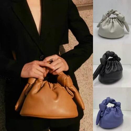 Womens Genuine Leather Handbag Luxury Handbags Designer Cloud Shape Bag For Women 2021 Purse Small Bucket Tote Knot Handle Hobos