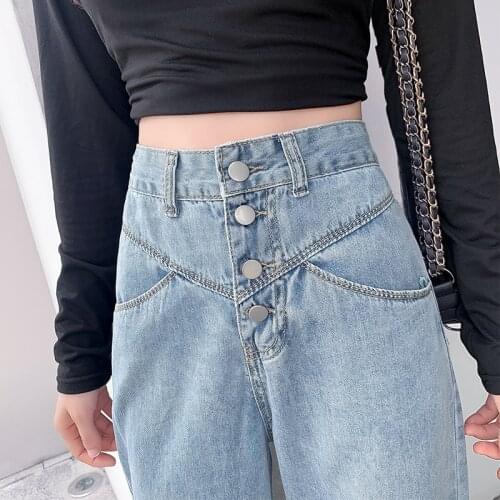 High-waisted wide-legged pants womens loose-fitting drag pants spring and autumn 2021 new simple thin straightened jeans