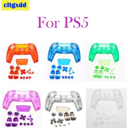Cltgxdd Replacement Full Set Transparent Clear Front Back Housing Shell Case Cover Suit For Playstation 5 For PS5 Gamepad Contro