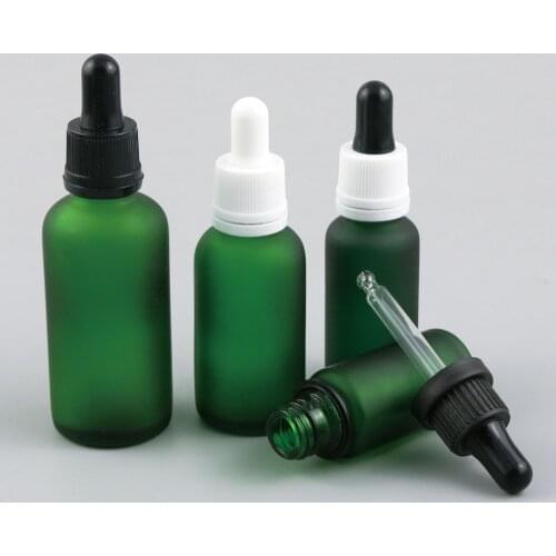 10 x 5ml 10ml 15ml 20ml 30ml 50ml 100ml Essential Oil Frosted Green Glass Bottle With Dropper For Liquid Reagent Pipette Bottle