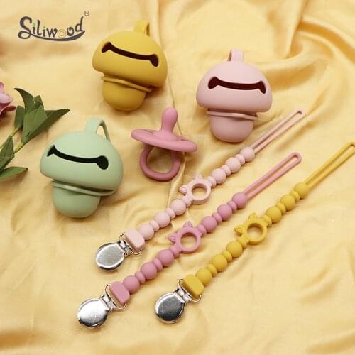 2pcs Baby Pacifier Silicone Cute Nipple Storage Dummy Baby Silicone Case Baby Soother Toddler Orthodontic Silicone Teether Gifts