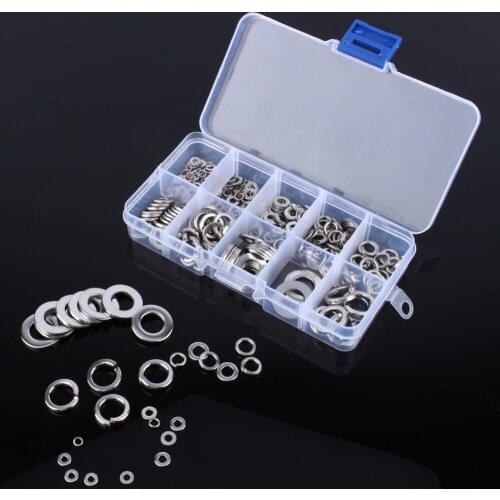 260Pcs Stainless Steel Washer/Spring Washer Assortment Set For M2.5 M3 M4 M5 M6 M8 M10