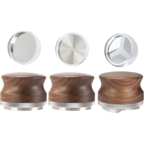 304 Stainless Steel Coffee Tamper 53mm Walnut Wood Coffee Powder Hammer Distributor Espresso Distribution Tool