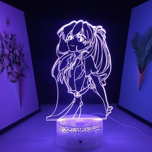 Anime Figure 3D Lamp Home Bedroom Table Decoration Night Light for Couple Children Festival Birthday Gifts White Cracked Base
