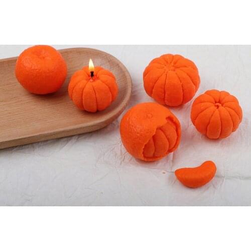3d Silicone Orange Pumpkin Candle Mould Diy Candle Making Mold Fruit Shape Silicone Molds For Candy Cake Baking Handmade Mold