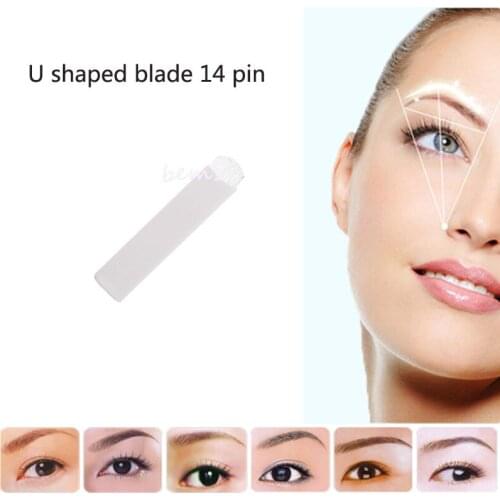 50pcs 14U Permanent Makeup Eyebrow Tatoo Blade Microblading Needles blade For 3D Embroidery Manual Tattoo Pen14 hard blade
