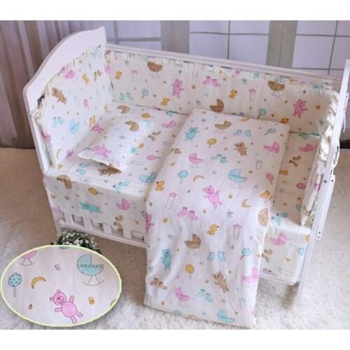 6/7PCS Baby Crib Bedding Sets Baby Cot Bedclothes Cushion Safety Protector ropa de cuna 120*60/120*70cm
