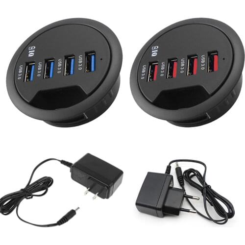 Mounting In-Desk 4 Ports USB 3.0 Hub Desk Adapter Multi Splitter for Desktop PC