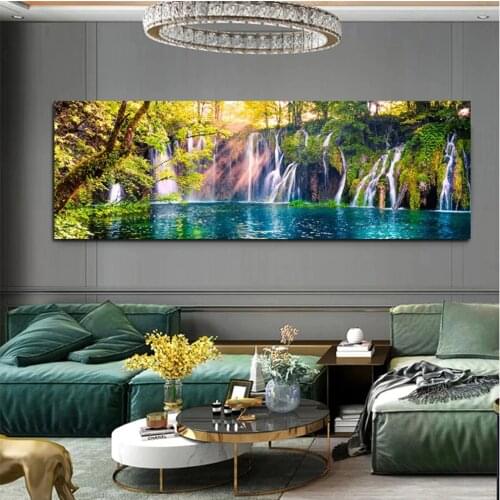 Diamond Embroidery Natural Scenery Waterfall And Forest Diamond Painting Full Square Round Drill Mosaic Cross Stitch KitsZP-4714