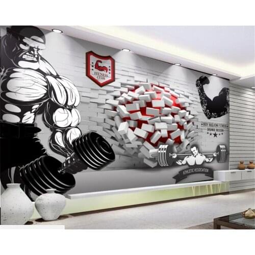 Beibehang Customize any size wallpaper 3D broken wall fitness hall entertainment decorative background wallpaper for walls 3 d