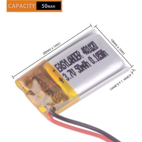 3pcs/Lot 3.7V 401020 50mah Bluetooth speaker Bluetooth headset digital products Lithium polymer battery