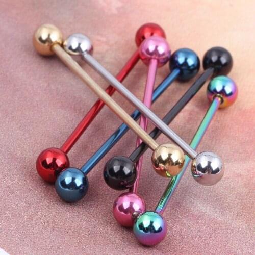 BLACK Gold silver Industrial Scaffold Barbell Ear Piercing Bar Surgical Steel With BALLS 38mm 14G 70pcs Body piercing
