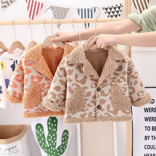 Childrens Thicken Coats 2020 Autum Winter New Baby Boys Lapel Cadigan Jackets Fashion Lamb Wool Print Velvet Outerwear for Boy