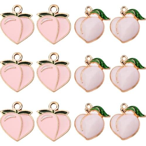 10PCs/Lot Cute Fruit Peach Charms For Jewelry Making Supplies Fashion Handmade Earrings Necklace Pendant Accessories Wholesale