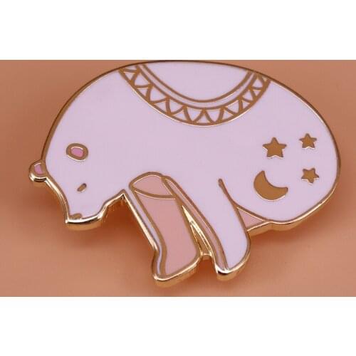 Starry night bear enamel pin arctic animal brooch moon stars badge cute pins art jewelry polar bear gift