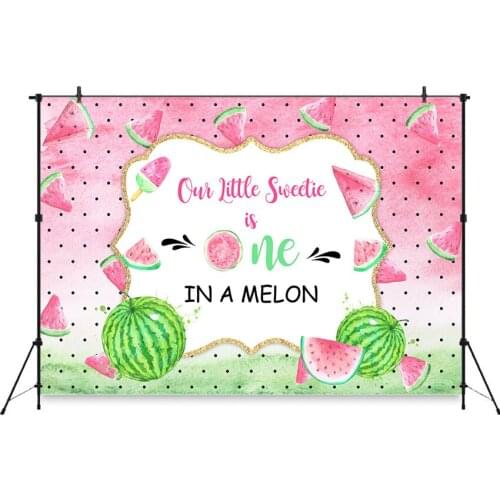 Sweetie Watermelon Party Backdrop One in a Melon Birthday Party Photography Background First Birthday Pink Melon Party Decor