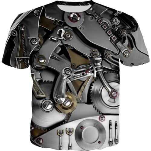 Fashion Summer Mechanical Watch Inner Core 3d T-Shirt Punk Clothing Retro Clothes Men Summer Funny Print Male Tee Plus Size Tops