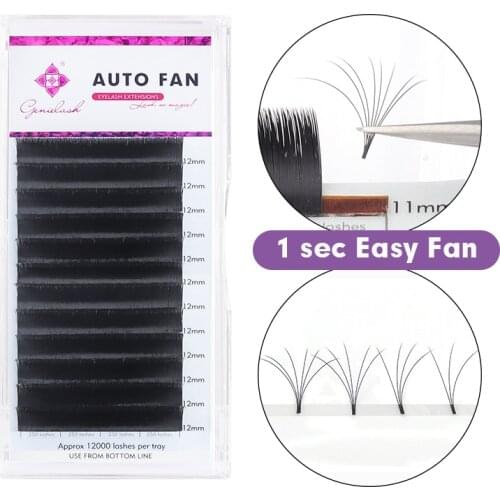 Genielash 1sec auto fan lashes fast blooming lash extensionmink eyelashes volume easy fan eyelash extensions self-fanning lash