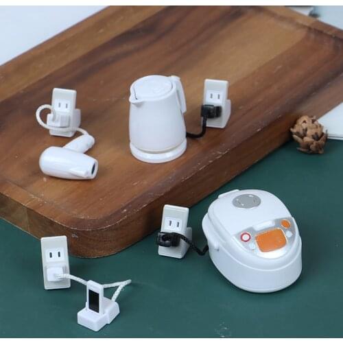 1:12 Miniature Dollhouse Socket Charging Cable For Mini Electric Appliances Kettle / Rice Cooker Model Doll House Accessories