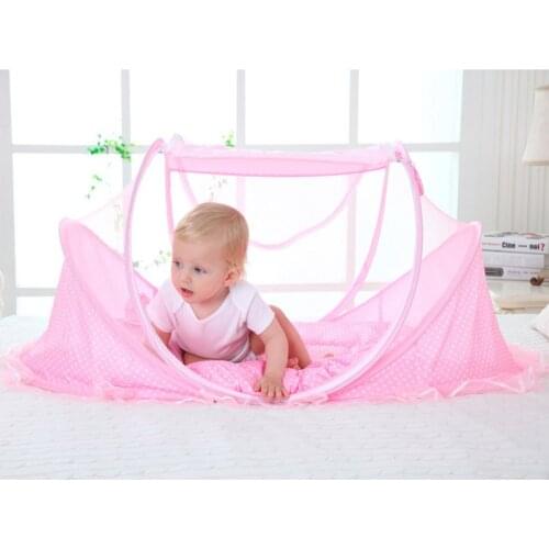 Newbaby Bedding Crib Netting Folding Baby Mosquito Nets Bed Mattress Pillow Three-piece Suit for 0-3 Years Old Children
