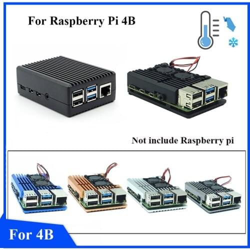 Raspberry Pi 4 4B Metal Case Raspberry Pi Case with Dual Cooling Fan Aluminium Alloy Protection Cases for RPI 4/4B