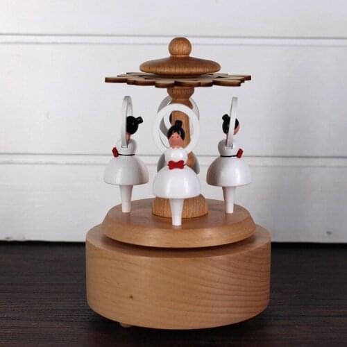 Creative gift wooden music box Christmas craft gift flower fairy music box solid wood toy music box home decoration