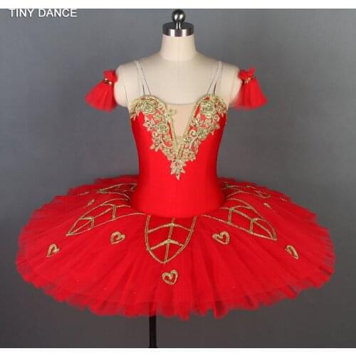 Top Selling Child & Adult Pre-Professional Ballet Dance Tutu CostumesPink/Red Stiff Tulle Pancake Tutu Pleated Tutu Dress BLL042
