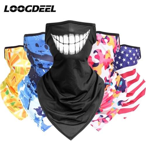 LOOGDEEL Hanging Ear Triangle Scarf Bandana Ice Silk Mesh Fabric Breathable Outdoor Cycling Running Fishing Hiking Mask Headwear