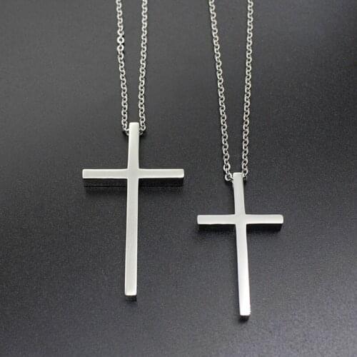 2020 wholesale Big medium small cross necklaces men pendant stainless steel men chains necklace jewelry on the neck Hip hop