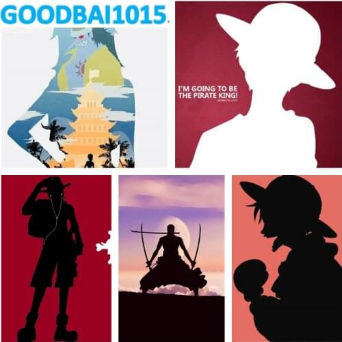 Japanese Anime Characters Silhouettes 5D DIY Diamond Painting Embroidery Full Cross Stitch Kits Diamond Mosaic Home Decor