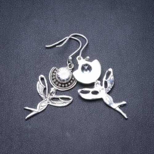 Natural White Topaz Handmade Unique 925 Sterling Silver Earrings 1 3/4" Y2350